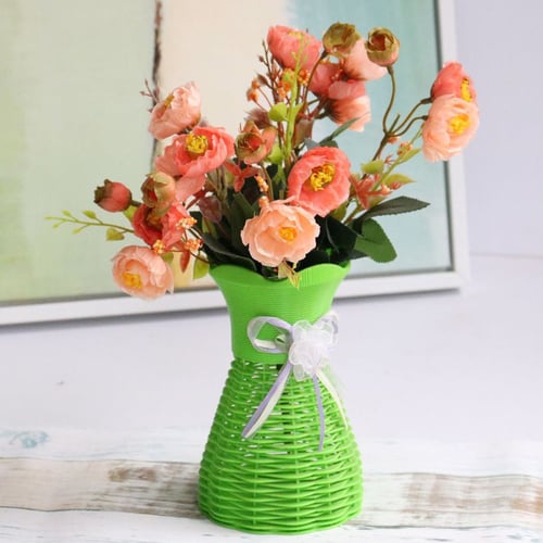 Plastic Vase Flower Pot Flower Basket Plant Flower Vase DIY Home Office Decor 