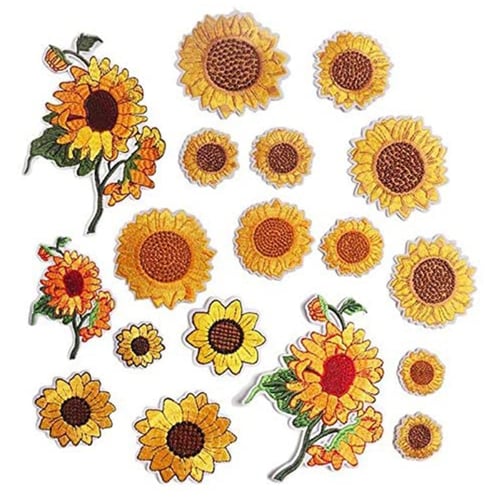 Dandan DIY Assorted 20pcs Sunflower Embroidered Patch Sew On/Iron On Patch Applique Clothes Dress Plant Hat Jeans Sewing Flowers Applique DIY Accessory Sunflowers 