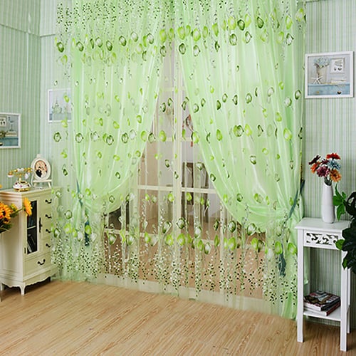 Coloful Floral Tulle Voile Door Window Curtain Drape Panel Sheer Scarf Divider u 