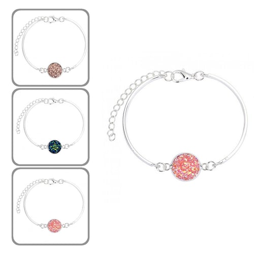Charm Bracelets For Women,Fashion Glittering Resin Bead Charm Adjustable Chain Bracelet Jewelry Gift 