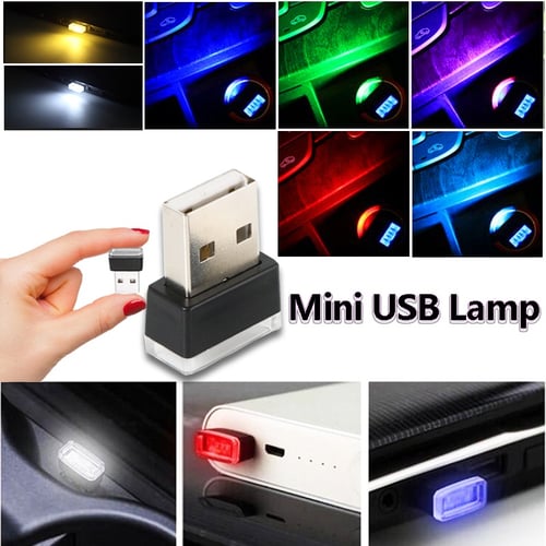 USB Plug Lamp LED Touch Light Colorful Nightlight Auto Interior Atmosphere  mini Light Computer Mobile Power Charging car light