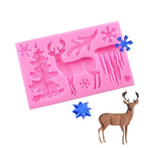 Snowman Tree Deer Silicone Fondant Mould Cake Decorating Baking Chocolate Mold 