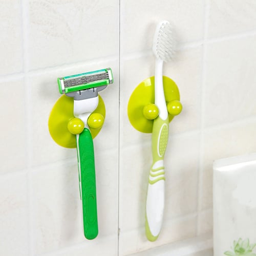 Toothbrush & Razor Holder 2 PC Silicone Oral Care Organizer Suction Cup Stand 