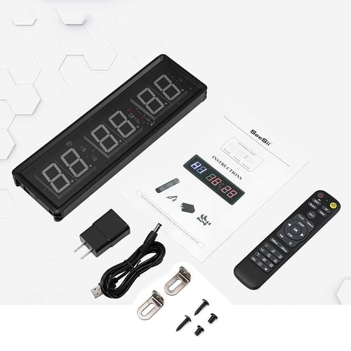 1.5'' LED Home Gym Fitness Interval Timer Stopwatch Wall Clock Remote Control 