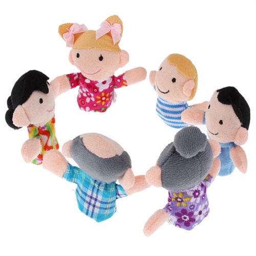 Family Finger Puppets Play Game Learn Story Cloth Doll Baby Educational Hand Toy 