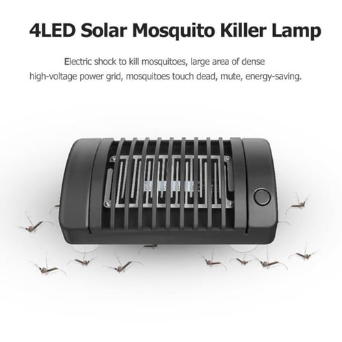 4LED Solar Mosquito Killer Lamp Electric Shock Insect Zapper Fly Trap Light 