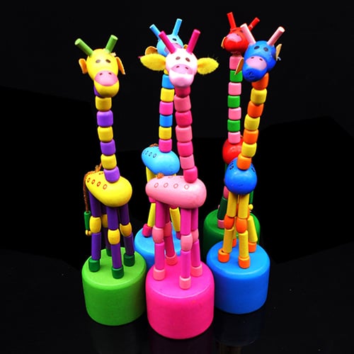 Rocking Giraffe Random KidsStanding Wooden Wire Control Animal Educational toys 