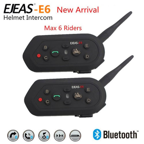 2X BT Bluetooth Motorcycle Helmet Interphone Intercom Headset 1200M for 6Riders 