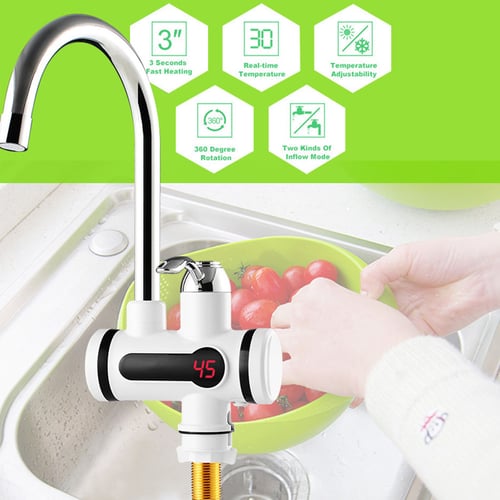3000W Electric Faucet Tap Hot Water Heating Tankless Instant Kitchen Sink 220V 