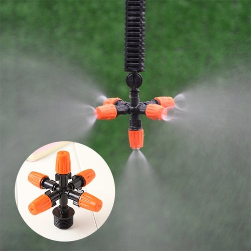 5-Head Adjustable Garden Spray Nozzle Greenhouse Automatic Sprinkler Adapters 