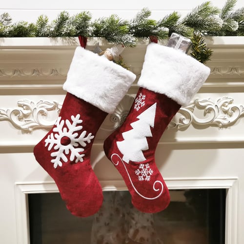 Merry Christmas Stockings Candy Bag Gift Bag Xmas Tree Decor Storage Bag Pouch 
