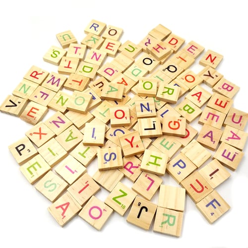 100pcs Wooden Letter Alphabet Word Carft DIY Decoration Button Kid Education Toy 