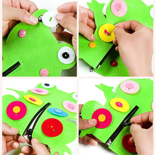 Art Crafts Montessori Teaching Aids Hand Zipper Button Toy Math Puzzle 