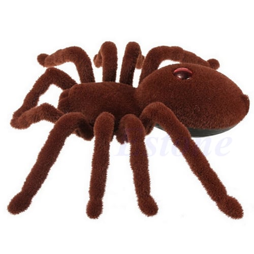 Kid Gift Remote Control Scary Creepy Soft Plush Spider Infrared RC Tarantula Toy 