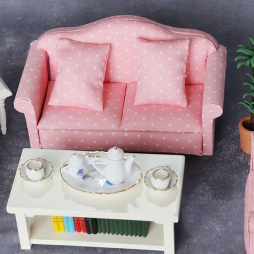 Wooden Dollhouse Miniature Furniture Mini Sofa House Doll Decor Pretend Play 