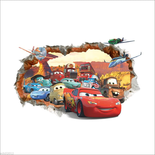 Disney Pixar Cars McQueen Mater 3D Window Kids Removable Wall Stickers Art Mural 
