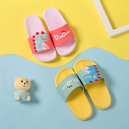 Cute Cartoon Dinosaur Kids PVC Anti-Slip Slippers Indoor & Outdoor Sandals Shoes 