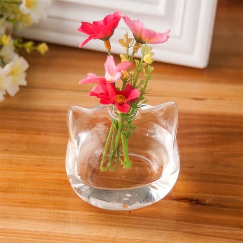 Cat Shaped Glass Vase Hydroponic Plant Flower Terrarium Container Pot Decors New 