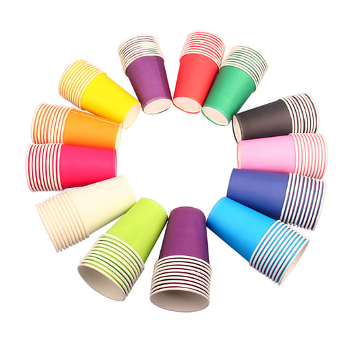 Steellwingsf 10Pcs Solid Color Paper Cup Wedding Party Tableware Kids DIY Class Crafts Decor Green 