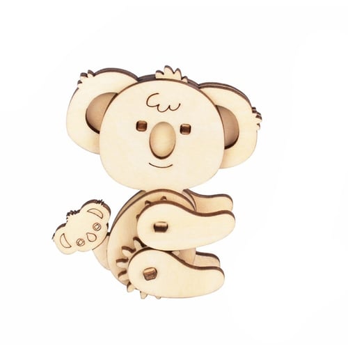 Kids DIY Assembly Wooden 3D Dog Animal Model Jigsaw Puzzle Toy Craft Gift 