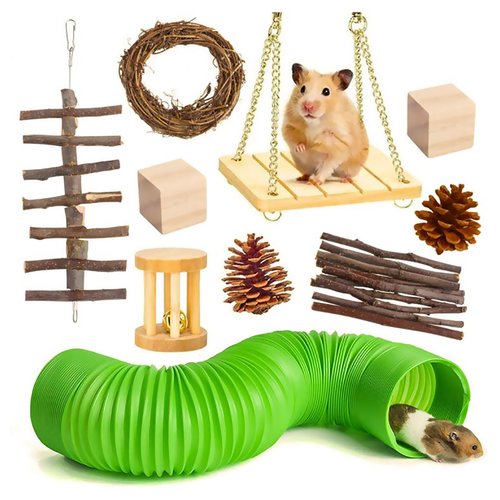 Guinea Pig Hamster Chewing Toy Set-9 Pieces of Small Pet Rabbit Parrot Guinea Pig Chinchilla Mouse Dwarf Rabbit Natural Wood Fun Molar Toy 