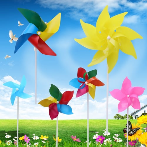 2pcs Flower Shaped Pinwheel Garden Stakes Wind Spinner Outdoor Windmill for kids 