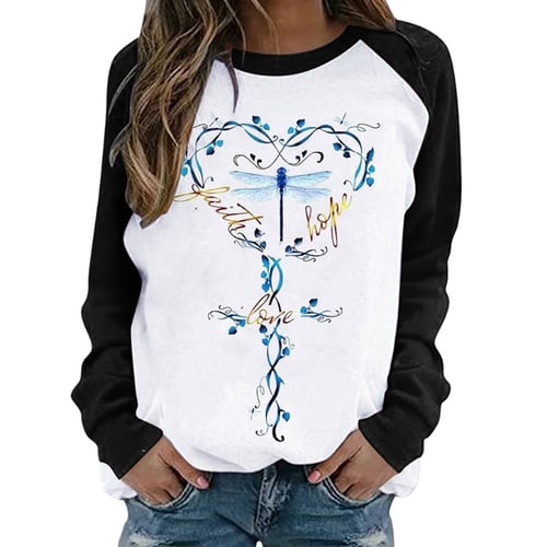 Valentines Day Heart Sweatshirts for Women Casual Long Sleeve Dragonfly Graphic Blouses Pullover Blouse T-Shirt Top 
