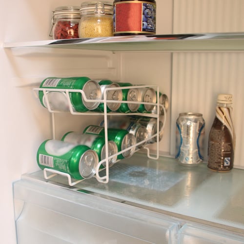 Double-Layer Can Soda Storage Rack Shelf Fridge Organizer Kitchen Drink Holder 