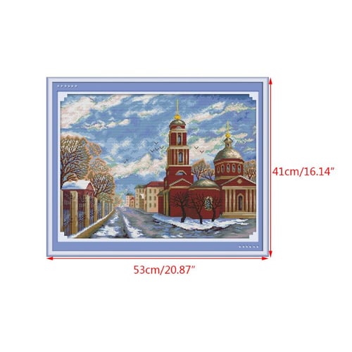 dfsdmlp Hot Sale Winter House DIY Handmade Needlework Counted 14CT Printed Cross Stitch Embroidery Kit Set Home Decoration 