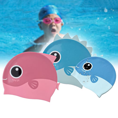 Cartoon Printed Kids Childrens Fabric Swimming Hat Waterproof Swim Cap Cute 
