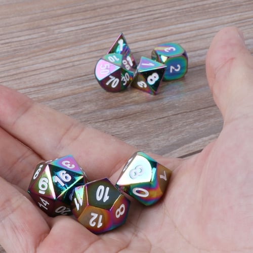 7Pcs Set Resin Rainbow Polyhedral Dice DND RPG MTG Role Playing Game 