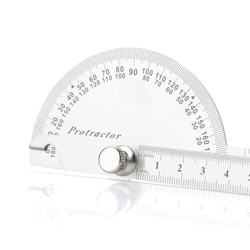 Stainless Steel Round Head 180° Rotating Protractor Angle Ruler Measuring Ruler 