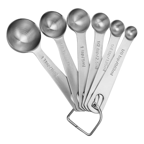 6PCS Stainless Steel Round Square Baking Cooking Measuring Cup Spoons Sets 