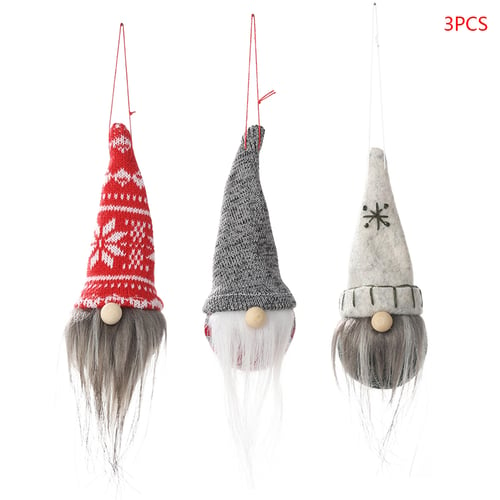 3pcs/set Christmas Handmade Hat Swedish Gnome Doll Ornaments Holiday Home Decor 