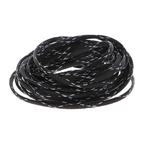 2/5M Expandable PET Braided Cable Sleeving Sheathing Wire Audio Sleeve Black 