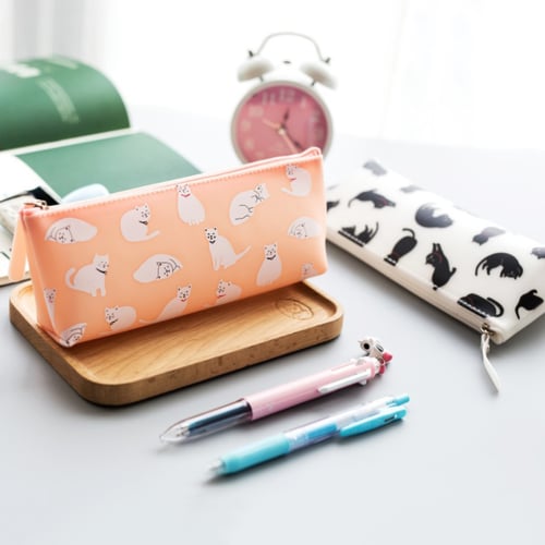 STUDENT SILICONE PEN POUCH PENCIL CASE LOVELY CAT STATIONERY BAG SCHOOL SUPPLIES 