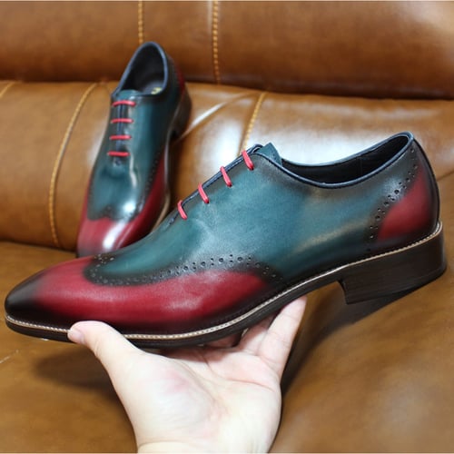 Men Wingtip Oxford Shoes Mens Leather Dress Shoes Hand Painted Blue & Red  Classy Wedding Party Formal Shoes for Men Luxury Shoes - buy Men Wingtip  Oxford Shoes Mens Leather Dress Shoes