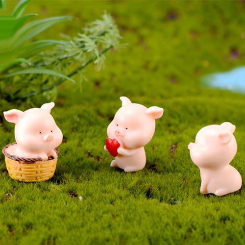 Mini Pig Garden Ornament Miniature Figurine Resin Craft Fairy Dollhouse Decors. 