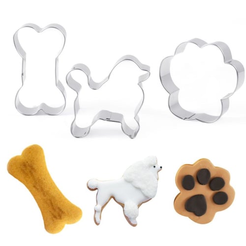 Biscuit Dog Bone And Dog Paw Cookie Cutter Set of 4 Fondant Cutter Pastry 