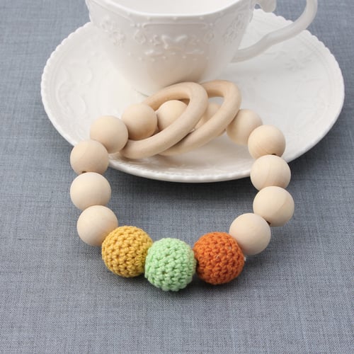 Teething Natural Wood Necklace Baby Newborn Mom Kids Wooden Teether Jewelry Toy 