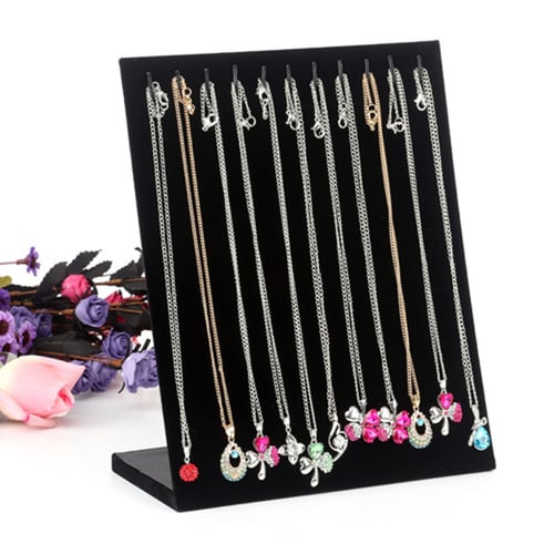Velvet Necklace Chain Jewelry Display Holder Stand Easel Organizer Rack 