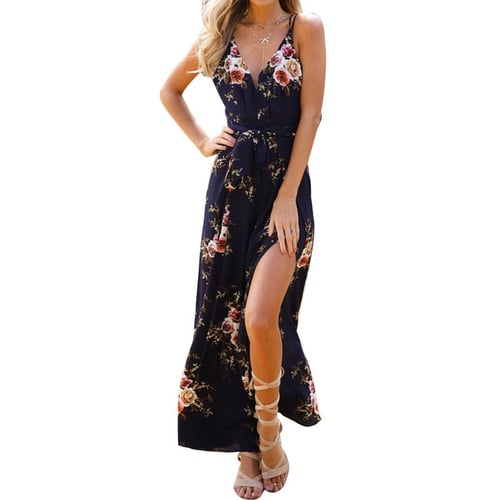New Strappy V Neck Floral Print Tie Up Bow Wide Leg Trousers Cami Jumpsuit 