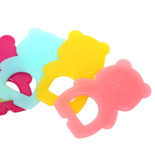 1Pc Baby Teether Toy Newborn Colored Rubber Cute Cartoon Bear Food Silicone 