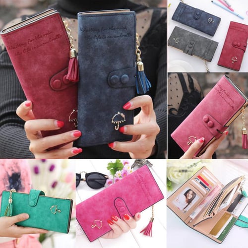 Fashion Lady Women Long Card Holder Case Leather Clutch Wallet Zip Purse Handbag 