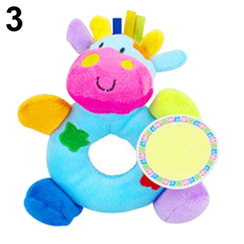 Baby Kids Animal Model Wrist Hand Bell Rattle Soft Plush Stuffed Educational Toy 