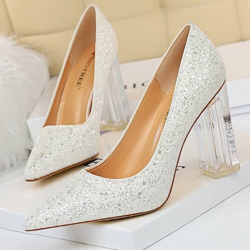 BIGTREE Shoes Sequins Women Pumps Transparent Heels Women Shoes Fashion  Sexy Wedding Shoes Crystal High Heels Plus Size 42 43 - sotib olish BIGTREE  Shoes Sequins Women Pumps Transparent Heels Women Shoes