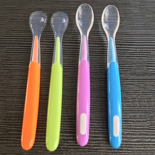 Kids Learning Tableware Baby Feeding Spoon Soft Food Grade Silicone Spoon L 