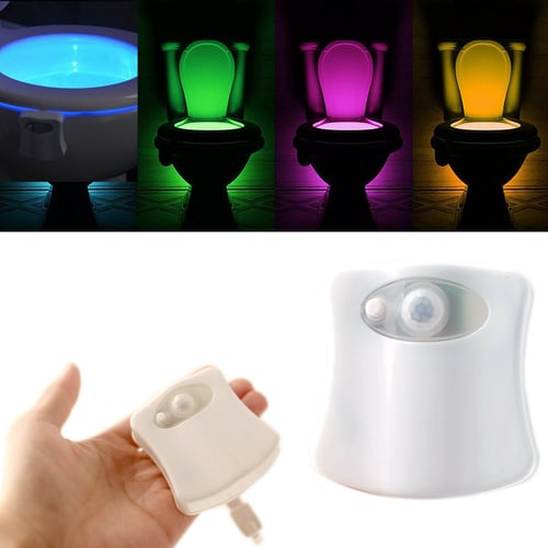 4Pcs/Set LED RGB Toilet Bowl Night Light Motion Sensor Bathroom