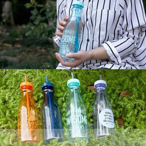 EG_ BA_ PORTABLE TRAVEL OUTDOOR FRUIT JUICE DRINK WATER BOTTLE CUP WITH STRAW WO 
