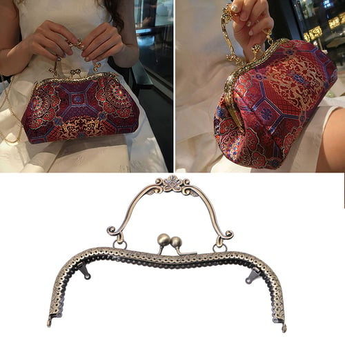 3 Colour Metal Frame Kiss Clasp Lock Arch F Sewing Handbag Purse Coin Bag 20.5cm 